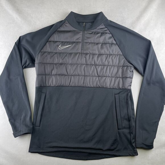 Nike Dri-FIT Academy Pullover Mens L Black Zip Quilted Padded Soccer BQ7473-010 - Picture 1 of 9
